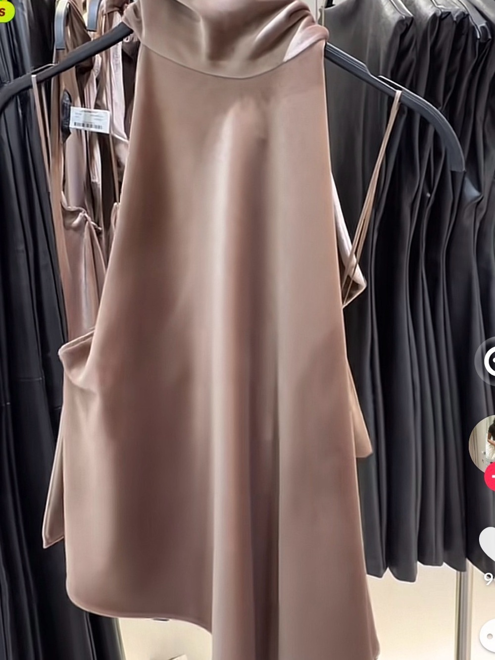 ZARA velvet High-Neck Asymmetrical Top in Mauve Taupe